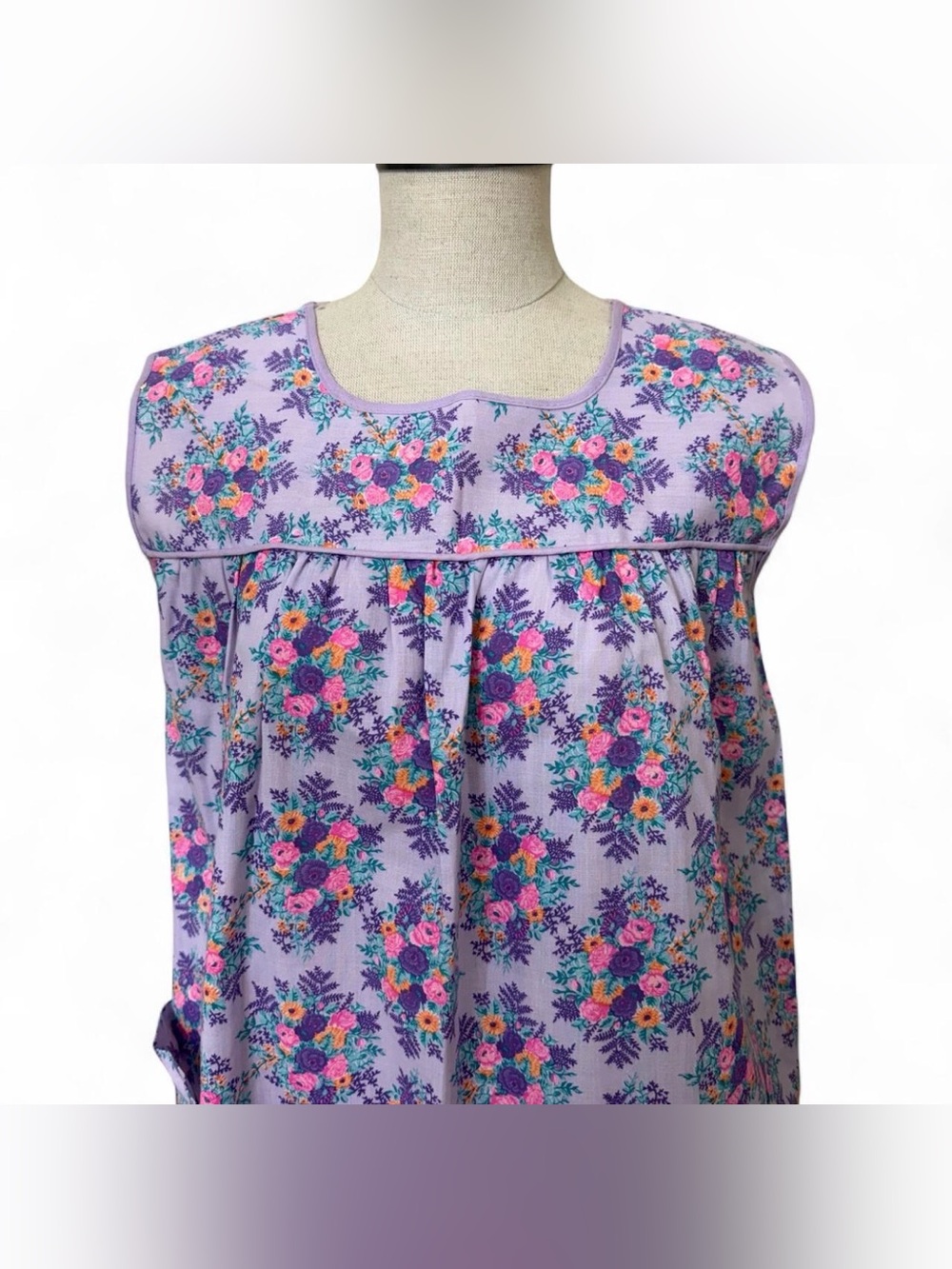 Vintage Handmade Lavender Floral House Dress
